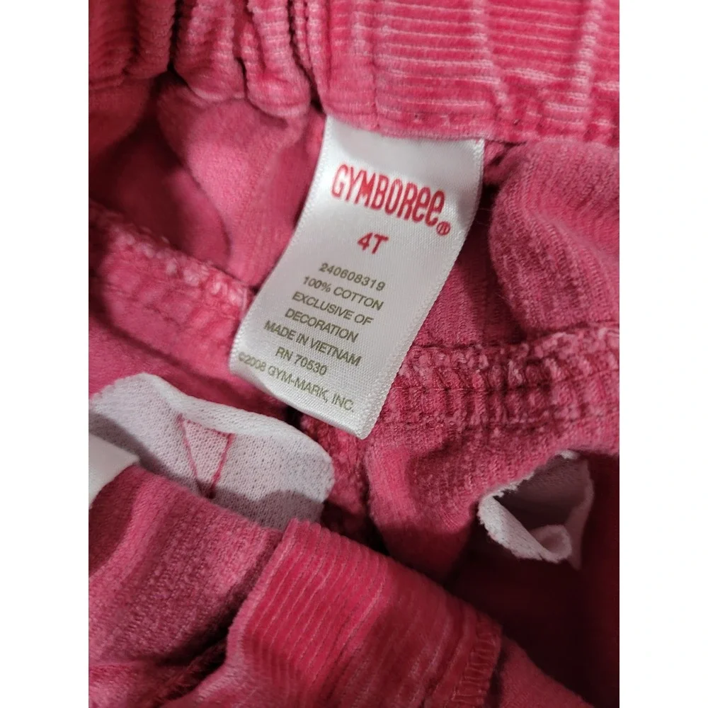 Gymboree Toddler Girls Pink Corduroy Pants Heart Pattern Cuffs Adjustable 4T #10